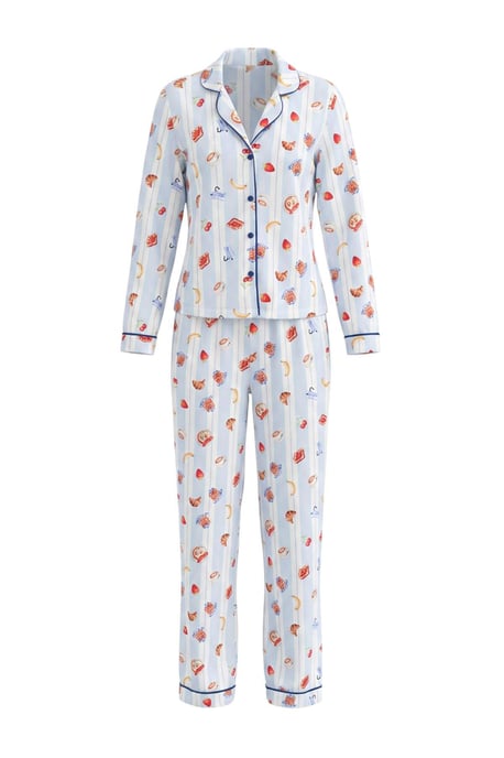 TRENDYOLMİLLA Damen 2er Pack Mehrfarbig Mit Grafikprint Lang Loungewear Regular Fit Pyjama- Sets - Image 1