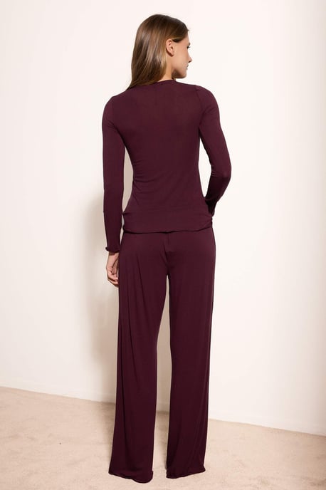 TRENDYOLMİLLA Damen 2er Pack Lila Einfarbig Lang Loungewear Regular Fit Pyjama- Sets - Image 2