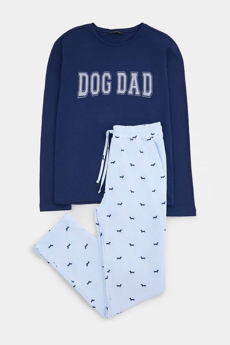 TRENDYOL MAN Herren Dunkelblau Mit Slogan Lang, Regular Fit Pyjama- Sets - Image 4