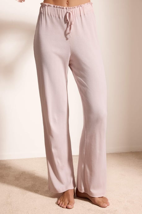 TRENDYOLMİLLA Damen Rosa Einfarbig Lang Loungewear Regular Fit Pyjama- Sets - Image 2