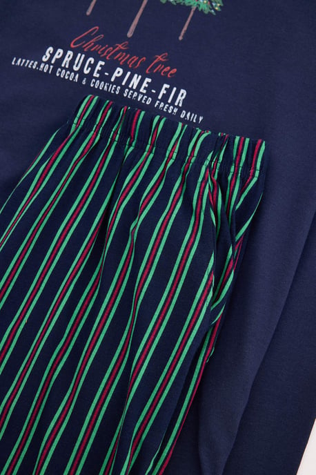TRENDYOL MAN Herren Dunkelblau Weihnachts- Lang, Regular Fit Pyjama- Sets - Image 4