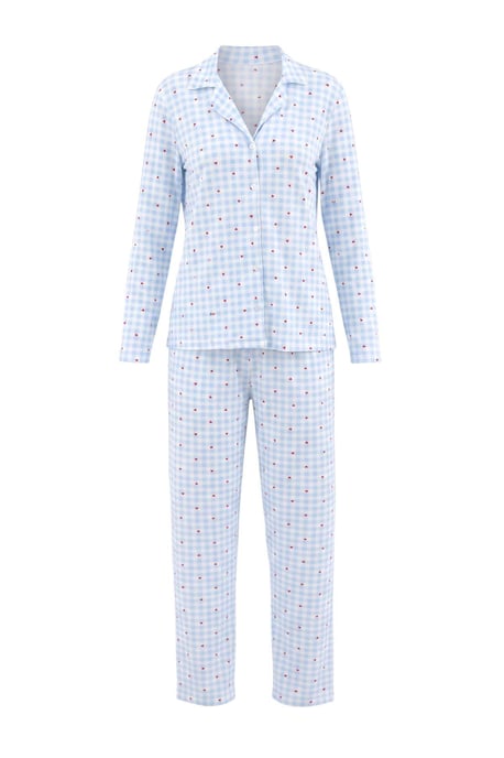 TRENDYOLMİLLA Damen 2er Pack Blau Mit Grafikprint Lang, Regular Fit Pyjama- Sets - Image 4