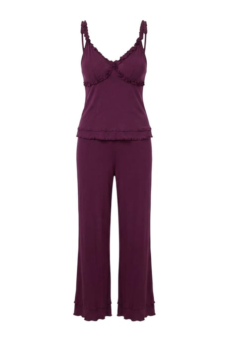 TRENDYOLMİLLA Damen 2er Pack Lila Einfarbig Ärmellos Loungewear Regular Fit Pyjama- Sets - Image 2