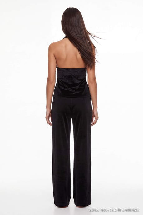 TRENDYOLMİLLA Damen Schwarz Einfarbig Lang, Regular Fit Pyjama- Sets - Image 2