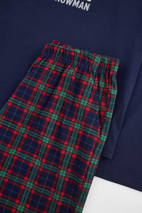 TRENDYOL MAN Herren Dunkelblau Kariert Lang, Regular Fit Pyjama- Sets - Image 5