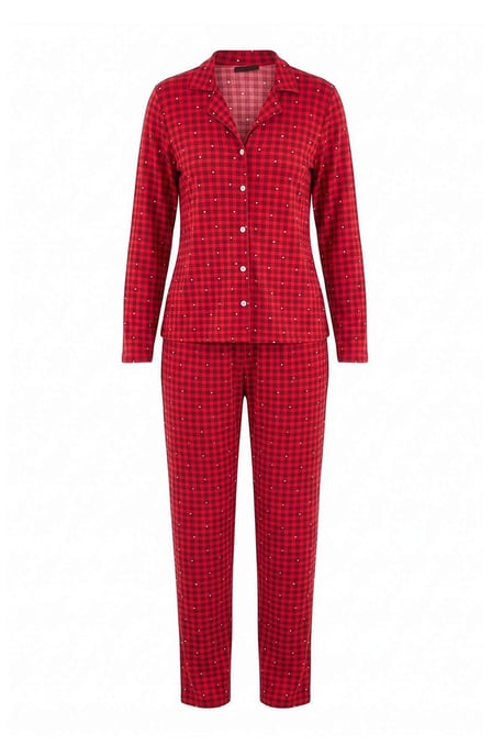 TRENDYOLMİLLA Damen 2er Pack Rot Mit Grafikprint Lang, Regular Fit Pyjama- Sets - Image 3