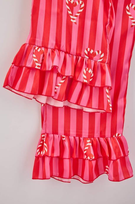 TRENDYOLMİLLA Damen Rosa Weihnachts- Lang, Regular Fit Pyjama- Sets - Image 2