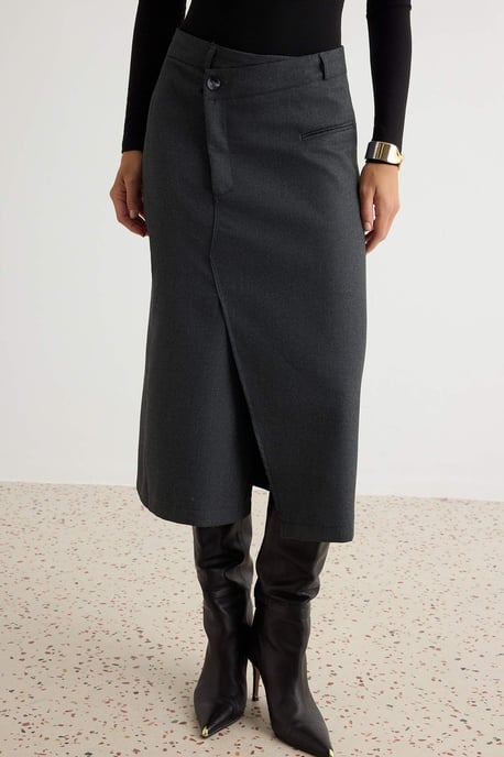 TRENDYOLMİLLA Damen Grau Einfarbig Midi Röcke - Image 2
