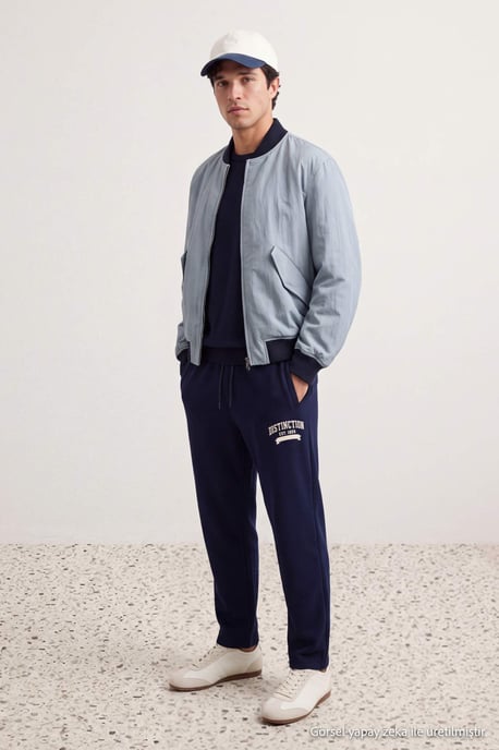 TRENDYOL MAN Herren Dunkelblau Mit Slogan Normale Taille Jogginghosen - Image 6