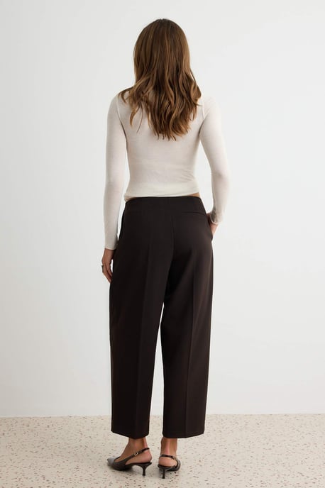 TRENDYOLMİLLA Damen Braun Einfarbig Cigarette-Hose Normale Taille Hosen - Image 3