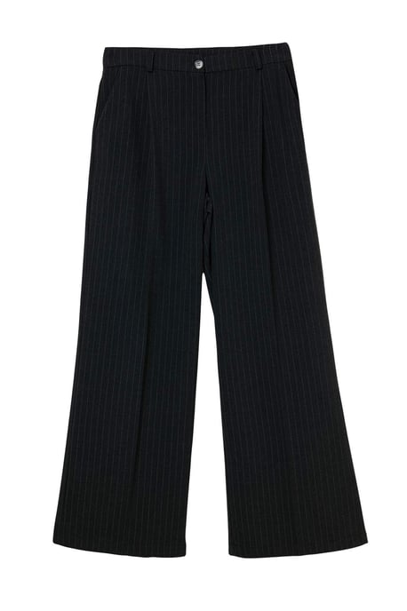 TRENDYOLMİLLA Damen Grau Gestreift Weites Bein Normale Taille Hosen - Image 1