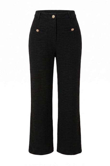 TRENDYOLMİLLA Damen Schwarz Einfarbig Weites Bein Normale Taille Hosen - Image 1
