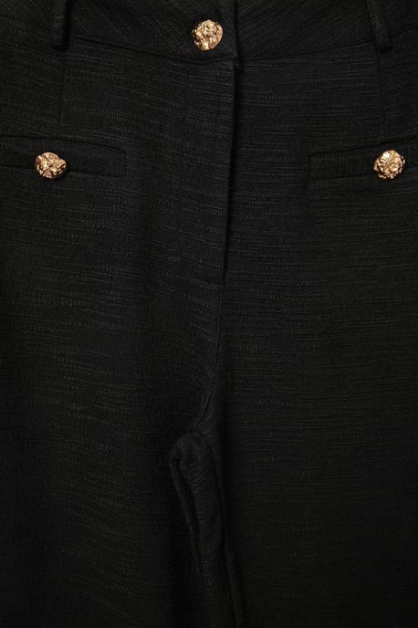 TRENDYOLMİLLA Damen Schwarz Einfarbig Weites Bein Normale Taille Hosen - Image 3