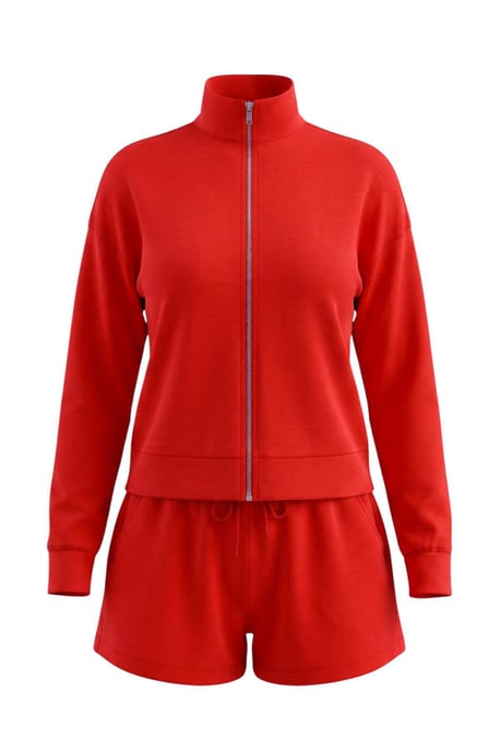 TRENDYOLMİLLA Damen Rot Einfarbig Lang, Regular Fit Zweiteilig Sets - Image 1