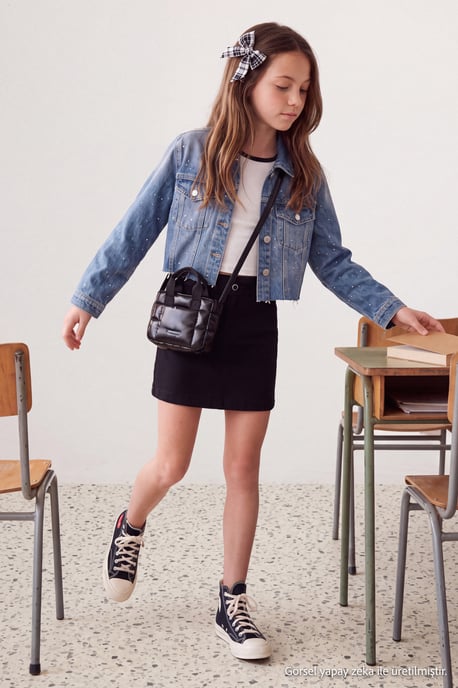 TRENDYOLKIDS Mädchen Schwarz Einfarbig Maxi Röcke - Image 1