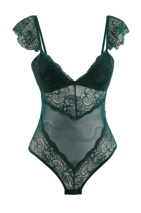TRENDYOLMİLLA Damen Grün Einfarbig Ärmellos Tailliert Bodys - Image 3