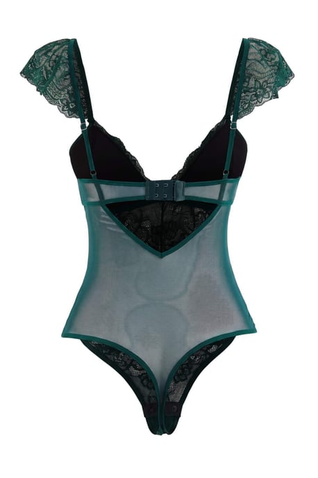 TRENDYOLMİLLA Damen Grün Einfarbig Ärmellos Tailliert Bodys - Image 5