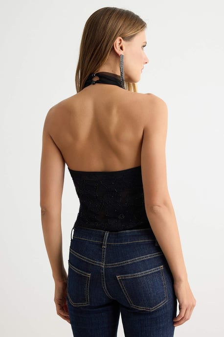 TRENDYOLMİLLA Damen Schwarz Einfarbig Lang, Tailliert Bodys - Image 4