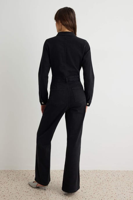 TRENDYOLMİLLA Damen Schwarz Einfarbig Lang, Regular Fit Jumpsuits - Image 3
