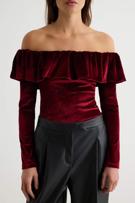 TRENDYOLMİLLA Damen Bordeaux Einfarbig Lang, Tailliert Bodys - Image 2