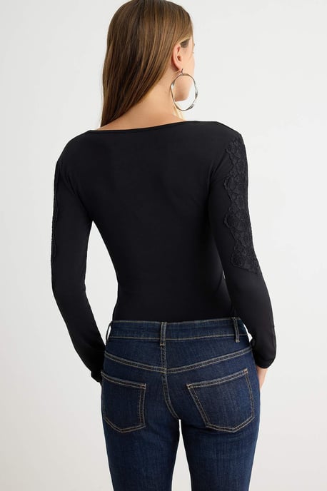 TRENDYOLMİLLA Damen Schwarz Einfarbig Lang, Tailliert Bodys - Image 3