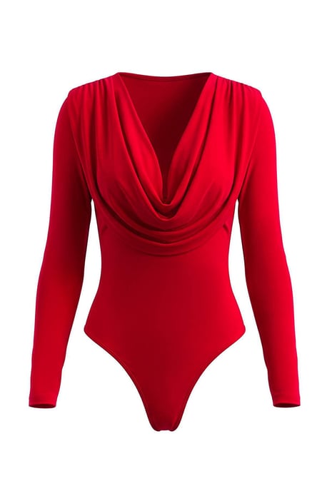 TRENDYOLMİLLA Damen Rot Einfarbig Lang, Tailliert Bodys - Image 4