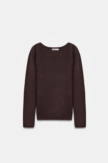Bootshaus-Ausschnitt Pailletten Strickpullover - Image 5