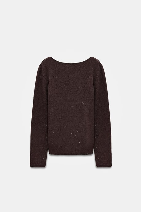 Bootshaus-Ausschnitt Pailletten Strickpullover - Image 6