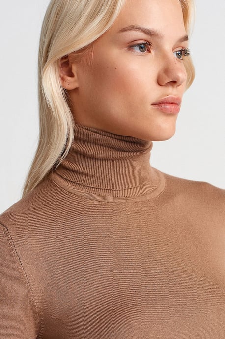 Damen Rollkragen Strickpullover mit Knöpfen - Image 3