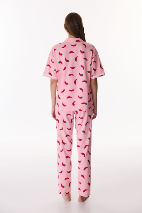 Just Chill Shirt mit Lebensmuster Kurzarm-Pyjama-Set - Image 6