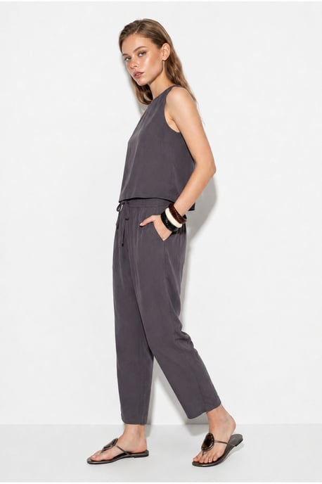 Ärmelloses Rundhals-Blusenset mit Karottenhose - Image 3