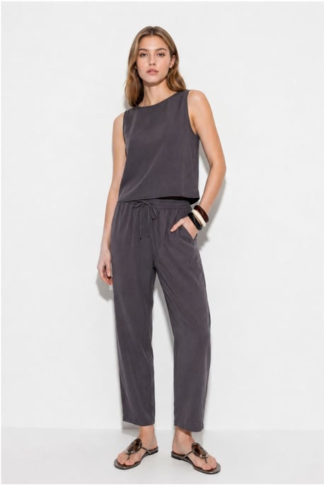 Ärmelloses Rundhals-Blusenset mit Karottenhose - Image 4