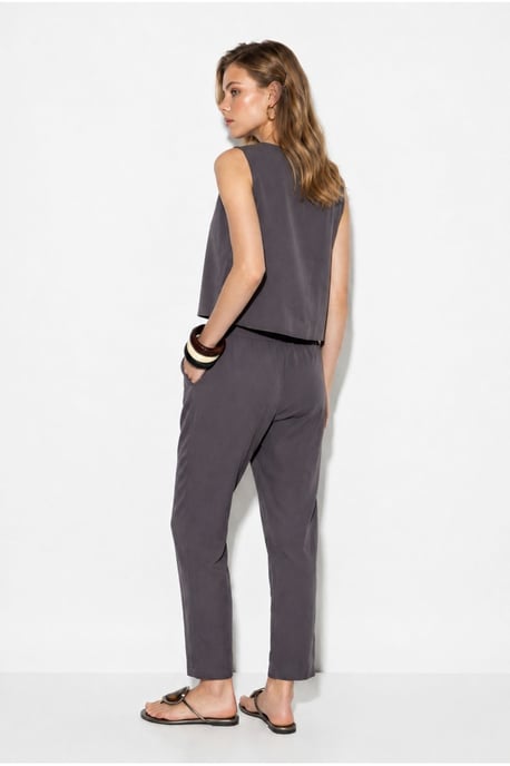 Ärmelloses Rundhals-Blusenset mit Karottenhose - Image 5