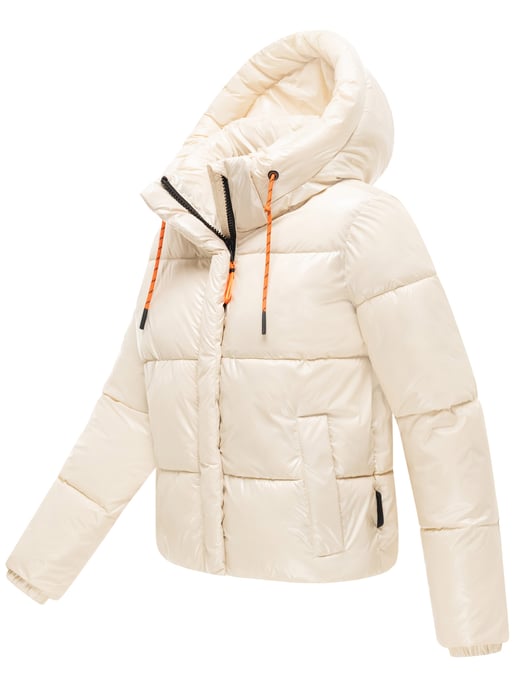 Marikoo Damen Winter Steppjacke Skyraa mit Kapuze & glänzendem Design - Image 3