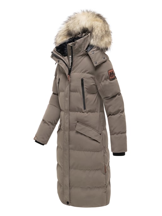 Marikoo Damen Winterjacke – Schneesternchen, lang mit Kapuze & Fellkragen - Image 3