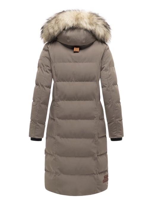 Marikoo Damen Winterjacke – Schneesternchen, lang mit Kapuze & Fellkragen - Image 4