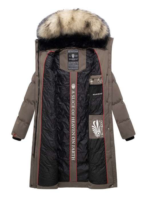 Marikoo Damen Winterjacke – Schneesternchen, lang mit Kapuze & Fellkragen - Image 5