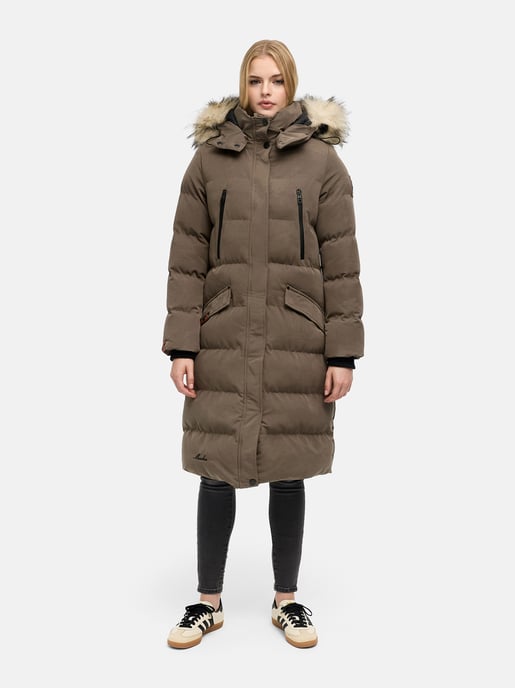 Marikoo Damen Winterjacke – Schneesternchen, lang mit Kapuze & Fellkragen - Image 6