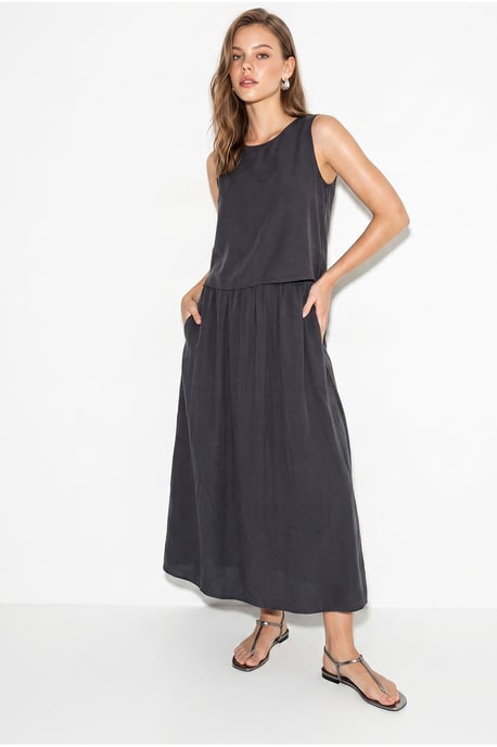 Ärmelloses Scoop-Neck Tanktop und Midrock-Set - Image 1