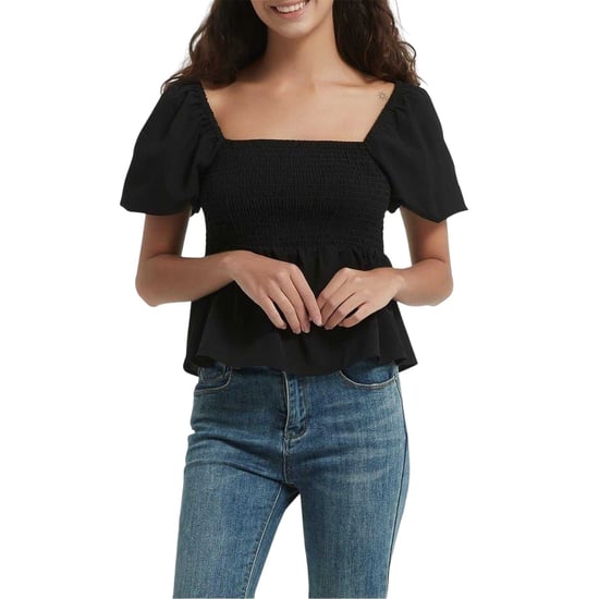 Be You - Bluse für Damen, Eckiger Ausschnitt, Puffärmel (Schwarz) - Image 2