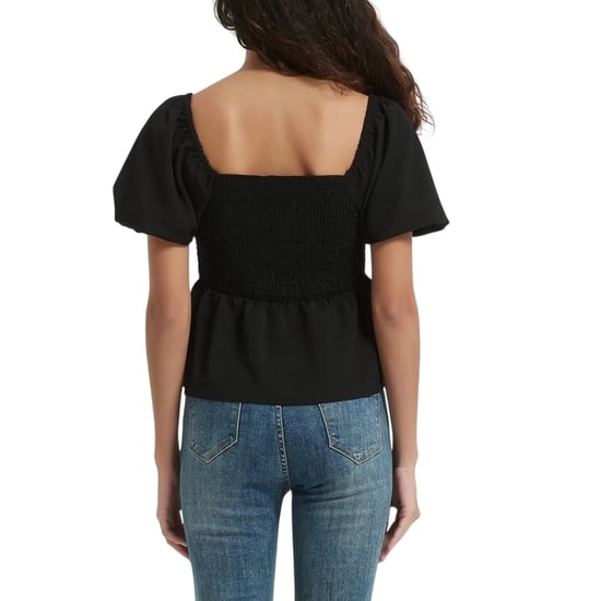Be You - Bluse für Damen, Eckiger Ausschnitt, Puffärmel (Schwarz) - Image 3