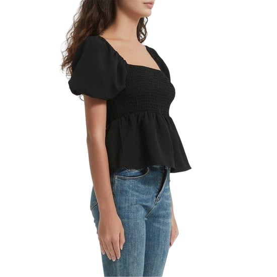 Be You - Bluse für Damen, Eckiger Ausschnitt, Puffärmel (Schwarz) - Image 4