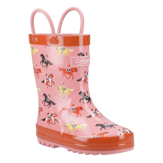 Cotswold - "Puddle" Pferd Gummistiefel für Kinder (Pink/Rot) - Image 5