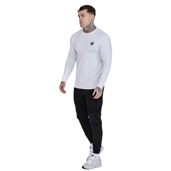 SikSilk - T-Shirt für Herren, Anliegend, Langärmlig (Weiß) - Image 1