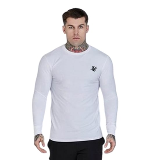 SikSilk - T-Shirt für Herren, Anliegend, Langärmlig (Weiß) - Image 2