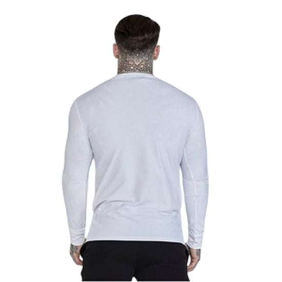 SikSilk - T-Shirt für Herren, Anliegend, Langärmlig (Weiß) - Image 3
