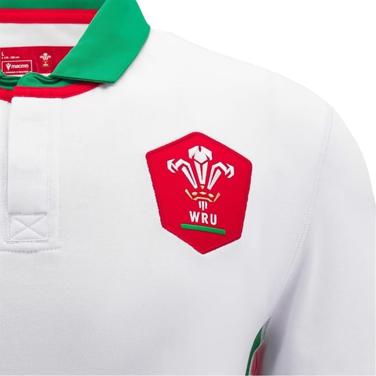 Macron - "24/25" Rugby-Shirt für Herren, Welsh Rugby Union (Weiß/Grün) - Image 3