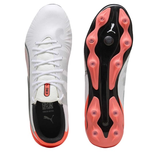 Puma - "King Match" Fußballschuhe mit festem Boden für Herren (Weiß/Rot) - Image 3