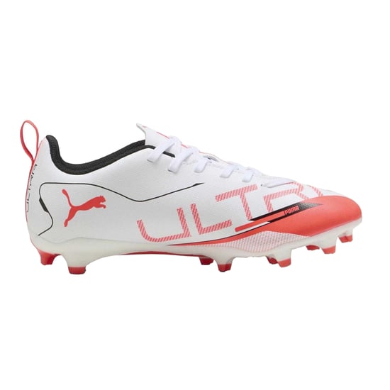 Puma - "Ultra 5 Play" Fußballschuhe mit festem Boden für Kinder (Weiß/Rot) - Image 1