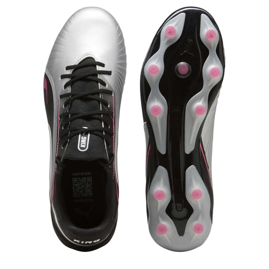 Puma - "King Match" Fußballschuhe mit festem Boden für Herren (Silber/Schwarz) - Image 3